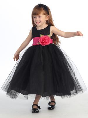 Flower Girls Black Dress w/ Choice of Flower & Sash (12-90P) - Malcolm Royce