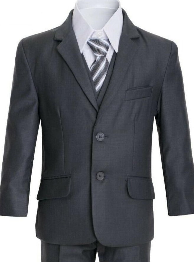 Boys Charcoal Executive Slim Suit 5PC029 - Malcolm Royce