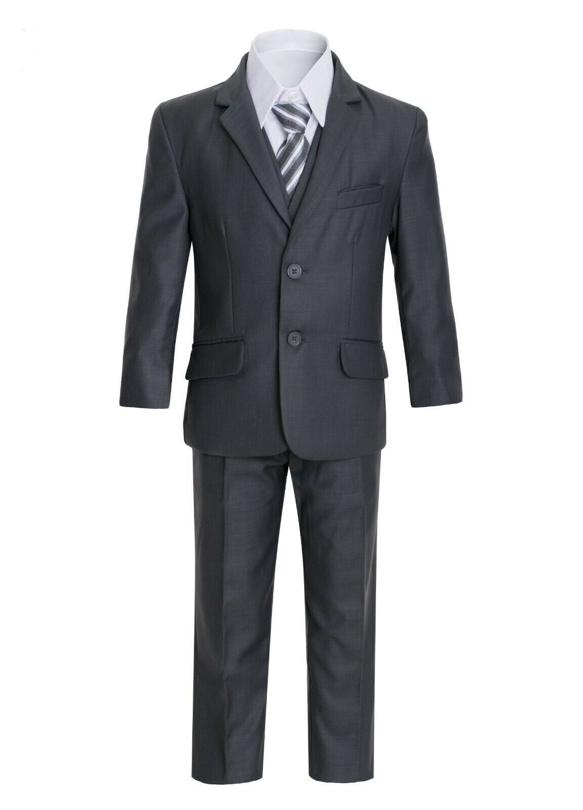 Boys Charcoal Executive Slim Suit 5PC029 - Malcolm Royce
