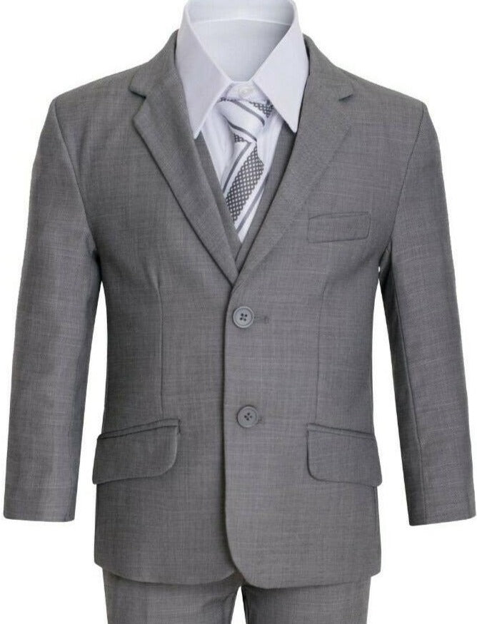 Boys Grey Executive Slim Suit 5PC029 - Malcolm Royce