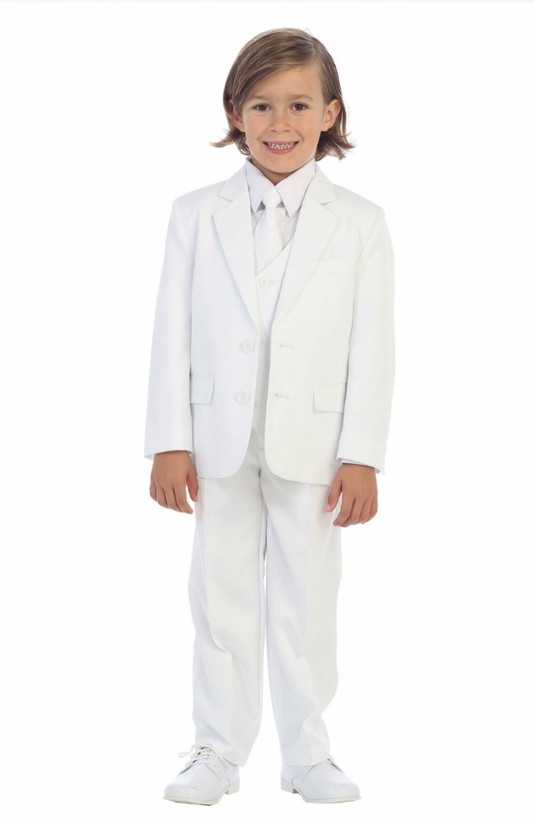 Boys White Executive Slim Suit 5PC029 - Malcolm Royce