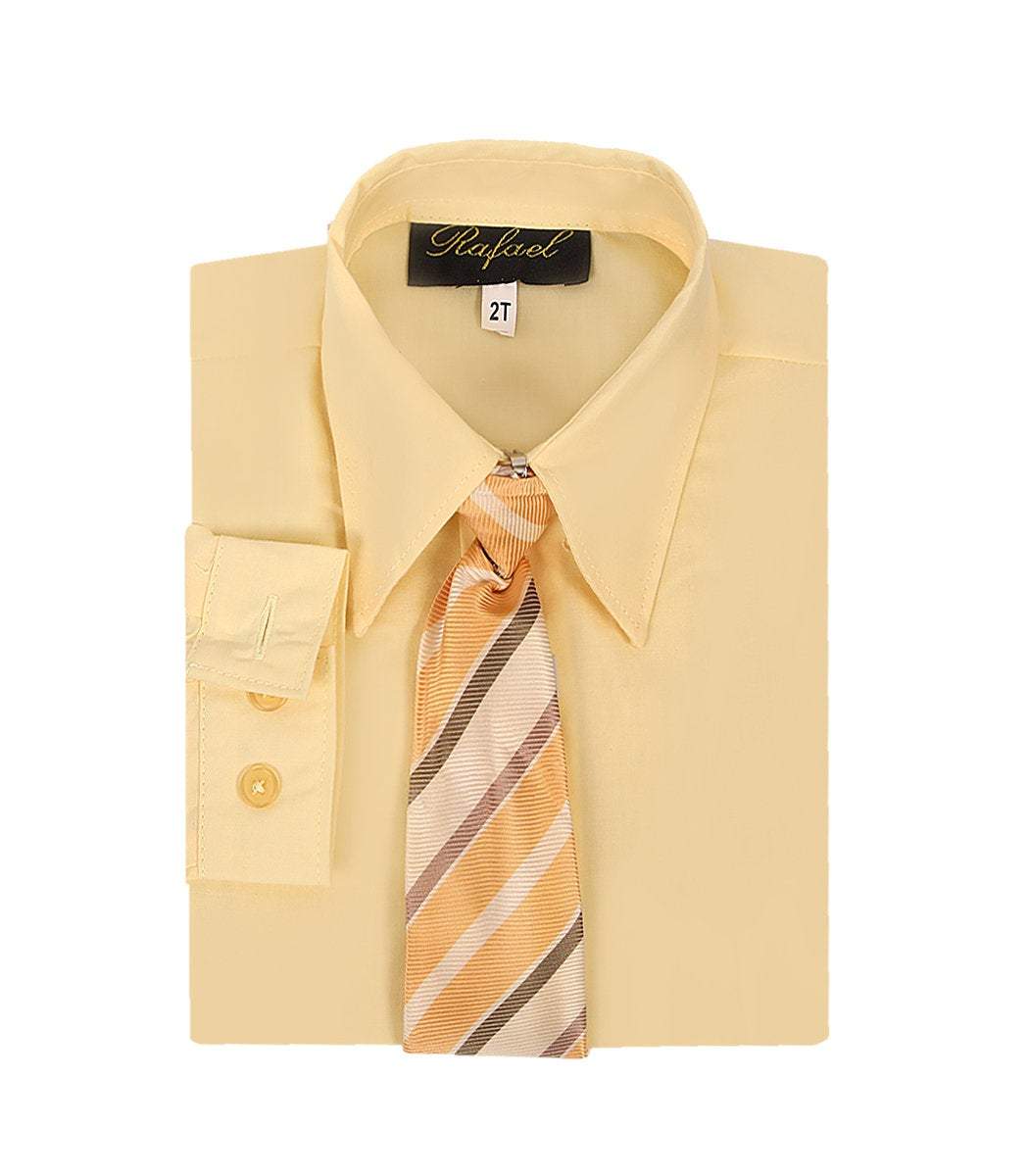 Boys Banana Yellow Formal Dress Shirt and Tie - Malcolm Royce
