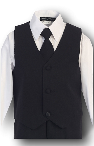 Close-up of Boys Black Suit Vest - Classic Formal Wear for Boys