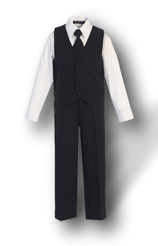 Boys Black Suit Pants with Elasticated Waistband and Belt Loops - Comfortable Fit for Toddlers and Kids