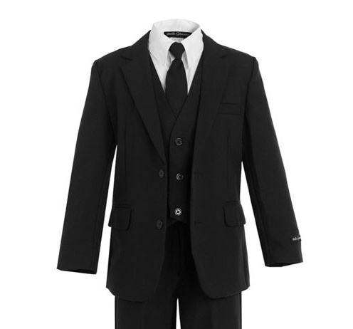 The Classic Slim black suit, an embodiment of grace for a young gentleman.
