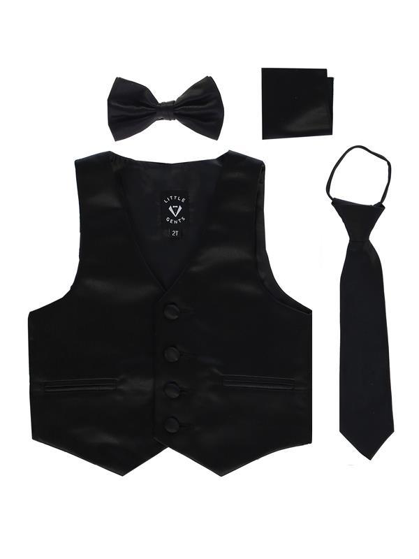 Boys Black Satin Vest Set (3-6 mths to 14) - Malcolm Royce