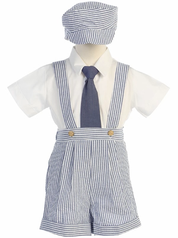 Infant Toddlers Blue Seersucker Shorts Outfit 822 - Malcolm Royce