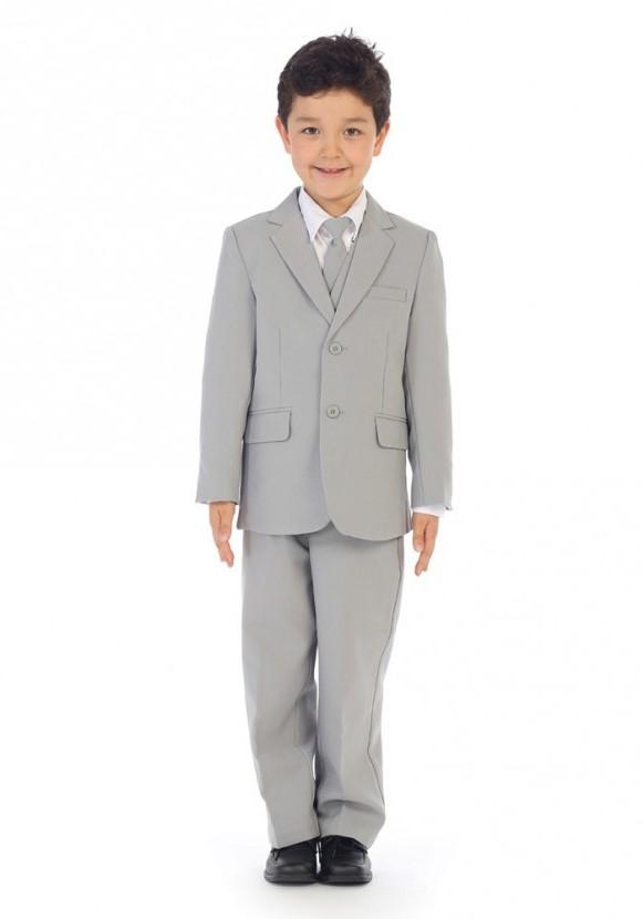 Boys Light Gray Suit Classic Slim - Malcolm Royce