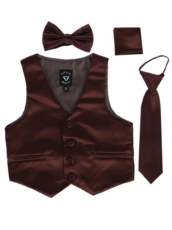 Boys Brown Satin Vest Set (3-6 mths to 14) - Malcolm Royce