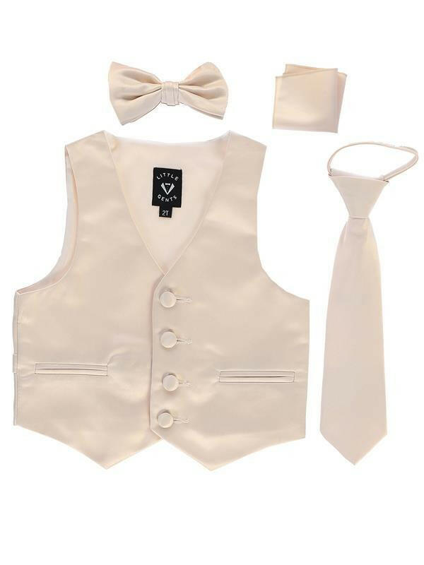Boys Champagne Satin Vest Set (3-6 mths to 14) - Malcolm Royce