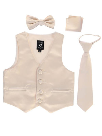 Boys Champagne Satin Vest Set (3-6 mths to 14) - Malcolm Royce