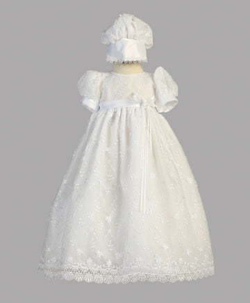 Girls White Christening & Baptism Gown - Emma