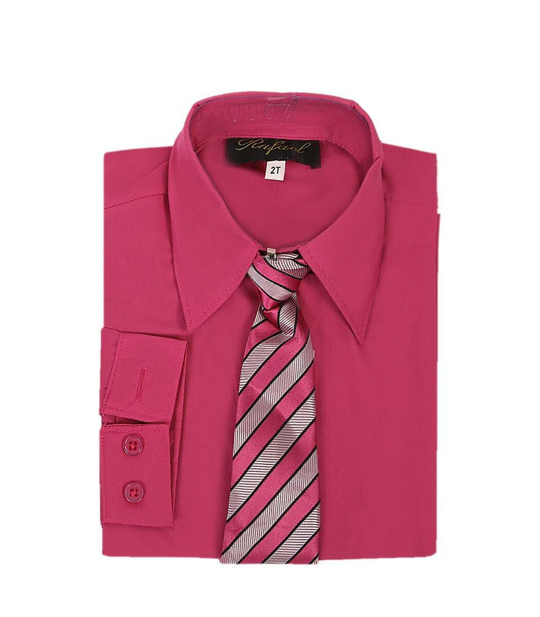 Boys Fuchsia Formal Dress Shirt and Tie - Malcolm Royce