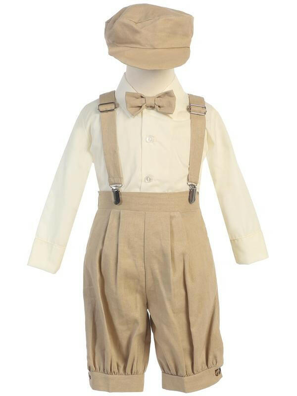 Toddlers Khaki Knickers Outfit with Suspenders G827 - Malcolm Royce