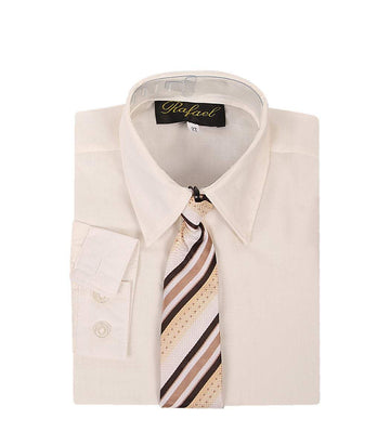 Boys Ivory Formal Dress Shirt and Tie - Malcolm Royce