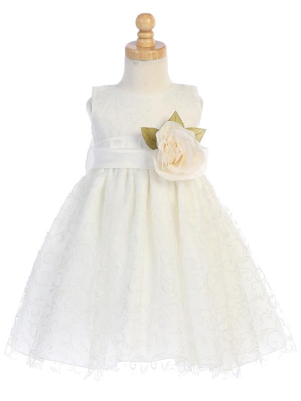 Ivory Glitter Tulle Flower Girl Dress - Malcolm Royce