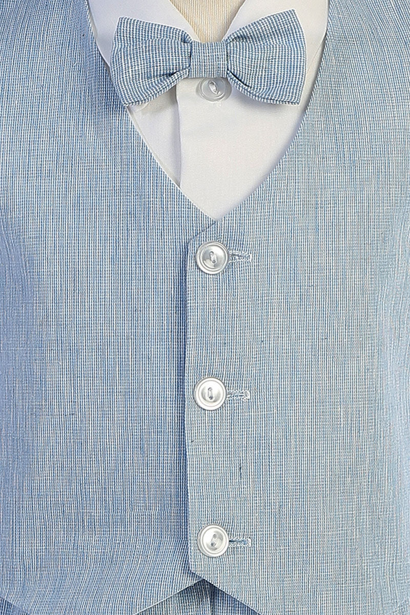 Toddler Light Blue Cotton Linen Vest Shorts Suit 834 - Malcolm Royce