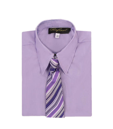 Boys Lilac Formal Dress Shirt and Tie - Malcolm Royce