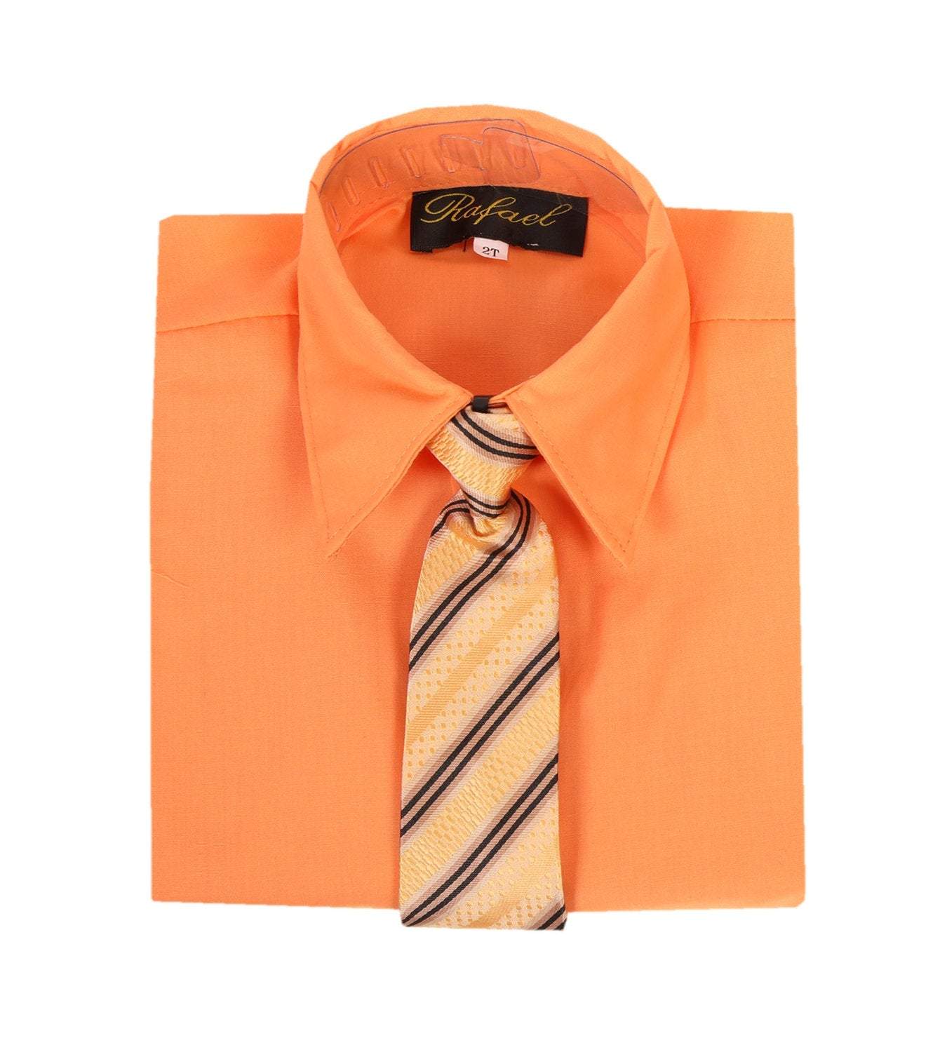 Boys Pumpkin Orange Formal Dress Shirt and Tie - Malcolm Royce