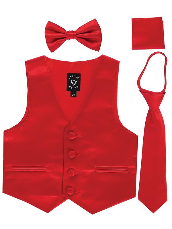Boys Red Satin Vest Set (3-6 mths to 14) - Malcolm Royce