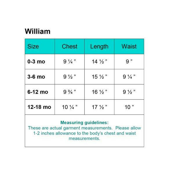 baby boy baptism romper Measurement chart