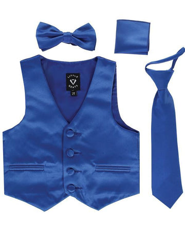 Boys Royal Blue Satin Vest Set (3-6 mths to 14) - Malcolm Royce