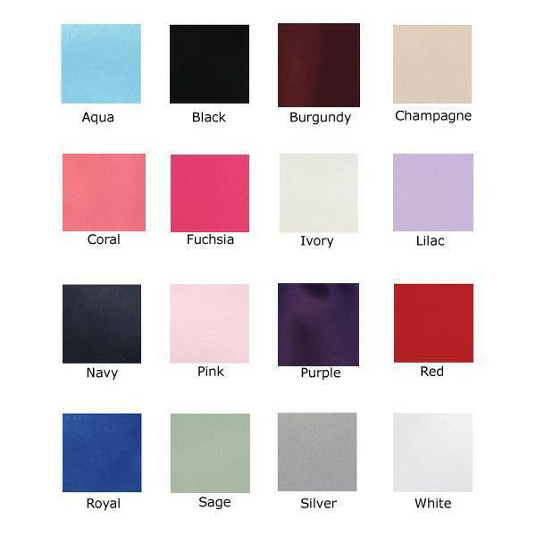 Color swatch chart for elegant ivory glitter tulle flower girl dress, showcasing 16 satin sash color options including burgundy, lilac, and navy.