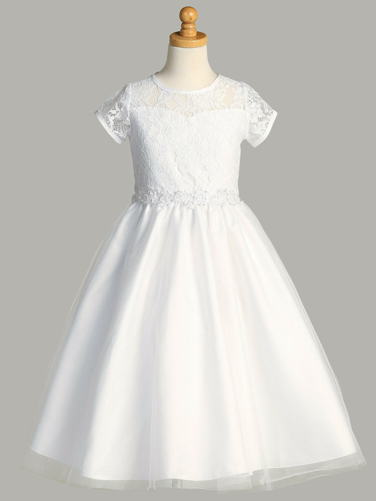 Girls' First Communion Dress with Lace Bodice & Tulle Skirt – Malcolm Royce