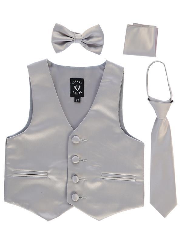 Boys Silver Satin Vest Set (3-6 mths to 14) - Malcolm Royce