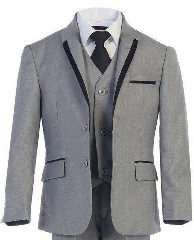 The 7PC Grey Tuxedo Suit, a symbol of refined elegance for a boy's special occasion.