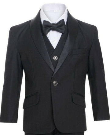 The black shawl tuxedo suit, a symbol of timeless grace for a boy.