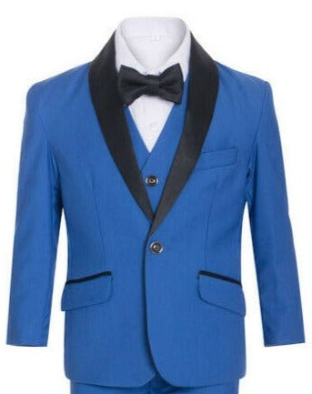 The blue shawl tuxedo suit, a symbol of youthful elegance and charm.