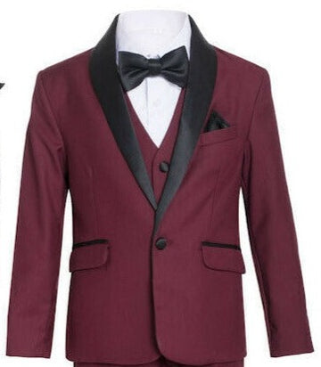 Boys Burgundy Shawl Tuxedo Suit