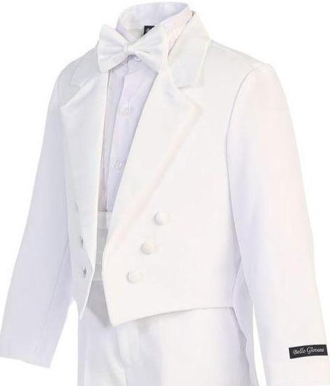 Boys White Long Tail Tuxedo - Malcolm Royce