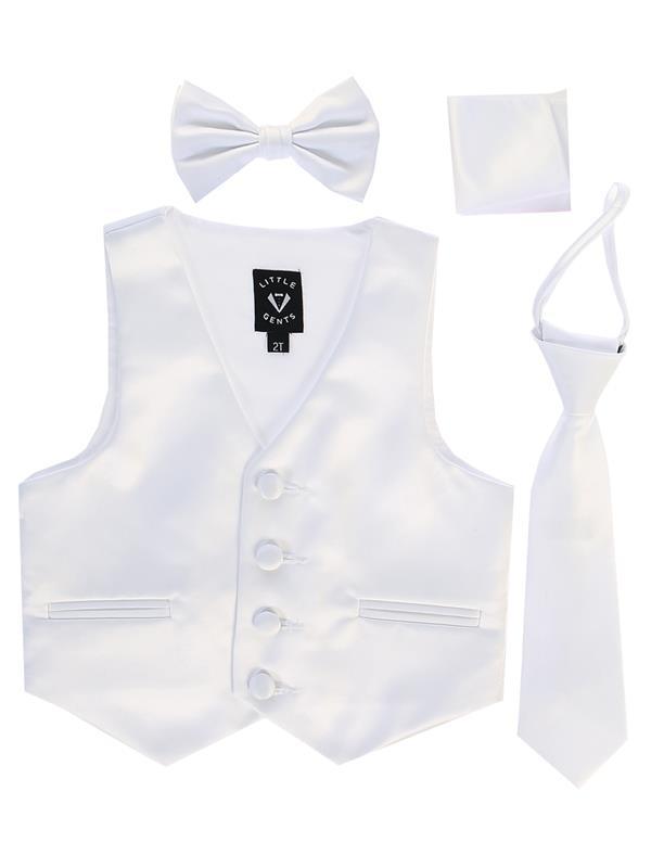 Boys White Satin Vest Set (3-6 mths to 14) - Malcolm Royce