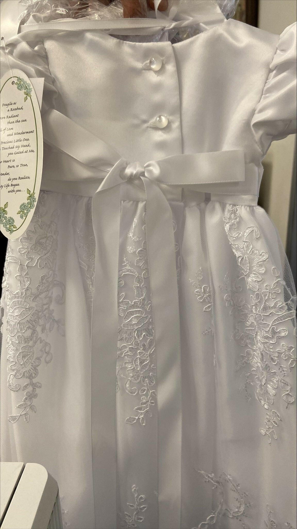 satin christening dress Ivory Heirloom Dress Size 8