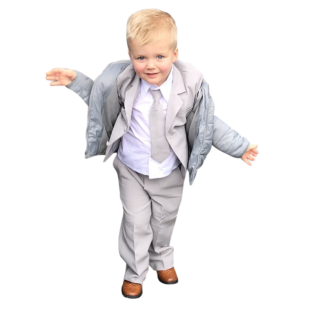 grey toddler suit
