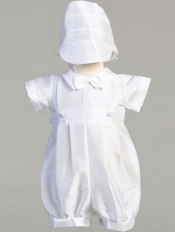 Baby Boys White Baptism & Christening Romper/Gown (8478)